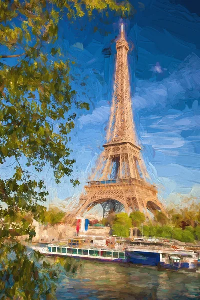 Tour Eiffel dans le style des œuvres d'art à Paris, France — Photo
