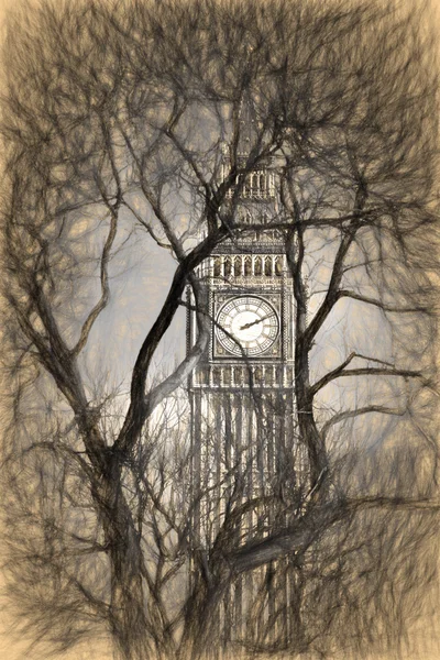 Big Ben em Londres, Inglaterra, Reino Unido, ARTWORK STYLE — Fotografia de Stock