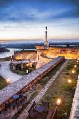 Statue of Victory with a monument in capital city Belgrade, Serbia clipart