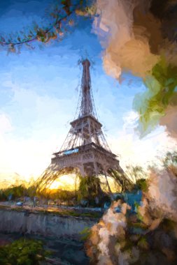 Eyfel Kulesi Paris, Fransa'da bahar süre boyunca sanat tarzı
