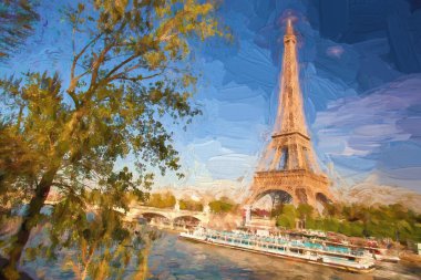 Eyfel Kulesi Paris, Fransa'da bahar süre boyunca sanat tarzı