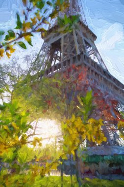Eyfel Kulesi Paris, Fransa'da bahar süre boyunca sanat tarzı