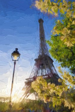 Eyfel Kulesi Paris, Fransa'da bahar süre boyunca sanat tarzı