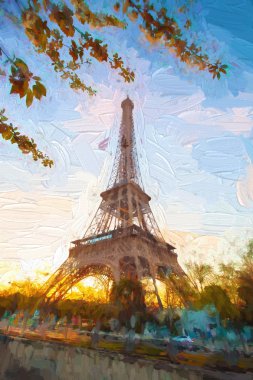 Eyfel Kulesi Paris, Fransa'da bahar süre boyunca sanat tarzı