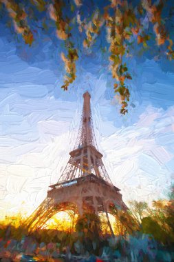 Eyfel Kulesi Paris, Fransa'da bahar süre boyunca sanat tarzı