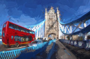 Ünlü Tower Bridge sanat tarzı, Londra, İngiltere