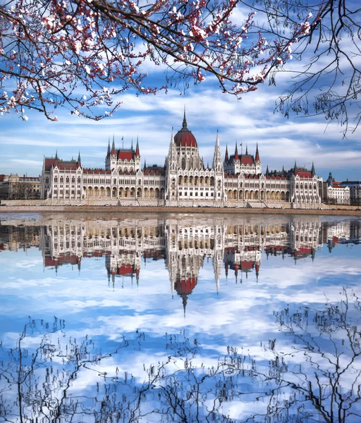 Parliament during spring time in Budapest, Hungary — Stock Photo, Image