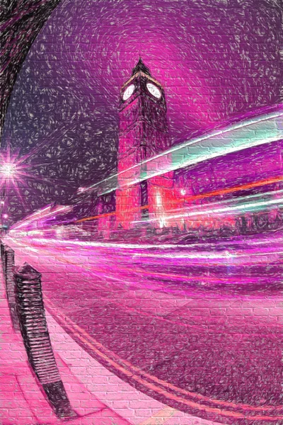 Famoso Big Ben en Londres, Inglaterra, Reino Unido, ARTWORK STYLE — Foto de Stock