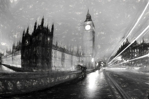 Słynnego Big Ben w Londynie, Anglia, Wielka Brytania, styl grafiki — Zdjęcie stockowe