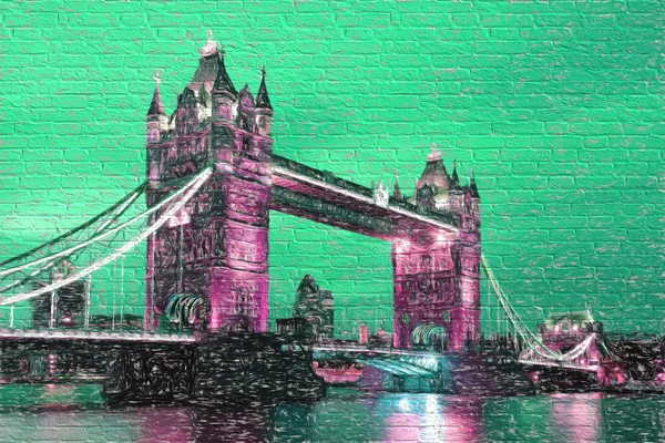Famoso Tower Bridge en estilo de obra de arte en Londres, Inglaterra — Foto de Stock