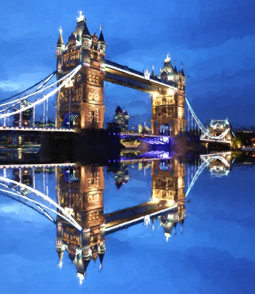 Famoso Tower Bridge en estilo de obra de arte en Londres, Inglaterra —  Fotos de Stock