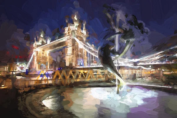 Διάσημο Tower Bridge στο ύφος του έργου τέχνης στο Λονδίνο, Αγγλία — Φωτογραφία Αρχείου