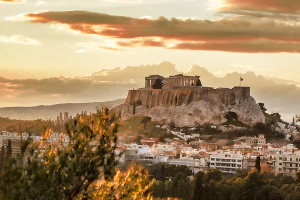 Akropolis med Parthenontempelet i Athen, Hellas – stockfoto