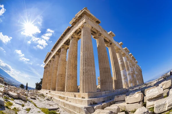 Templo de Partenón contra la salida del sol en la Acrópolis ateniense, Grecia —  Fotos de Stock