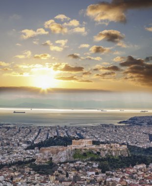 Atina, Yunanistan 'da Partenon Tapınağı ile Akropol