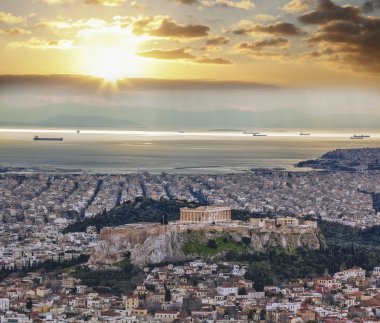Atina, Yunanistan 'da Partenon Tapınağı ile Akropol