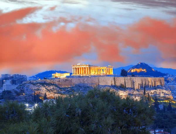 Acrópolis con templo de Partenón en Atenas, Grecia — Foto de Stock