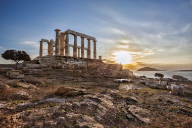 Yunan tapınağı poseidon, cape sounion Yunanistan