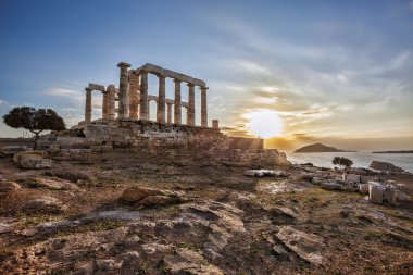Greek temple Poseidon,  Cape Sounion in Greece clipart