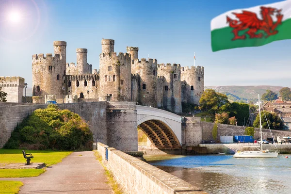 Conwy Castle i Wales, Storbritannien, serie av Walesh slott — Stockfoto