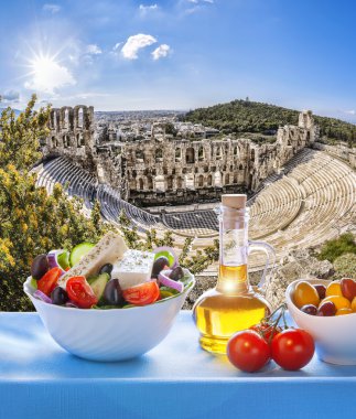  Akropolis ile Atina, Yunanistan Yunan salatası