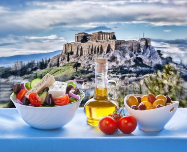  Acropolis with Greek salad in Athens, Greece clipart