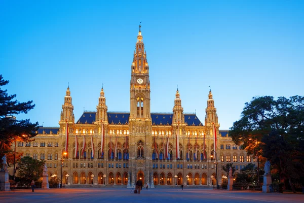 A városháza este, Bécs, Ausztria — Stock Fotó