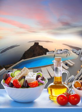 Santorini Adası Yunanistan Yunan salatası