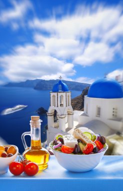 Santorini Adası Yunanistan Yunan salatası