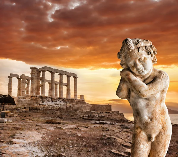 Řecký chrám poseidon, mys Súnion v Řecku — Stock fotografie