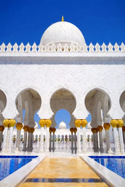 Sheikh Zayed moskee in Abu Dhabi, Verenigde Arabische Emiraten, Midden-Oosten, kunststijl — Stockfoto