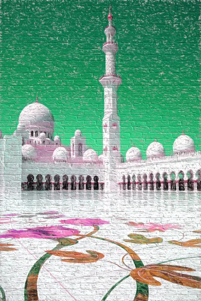 在阿布扎比，阿拉伯联合酋长国，中东地区，艺术风格的谢赫扎耶德清真寺 — 图库照片