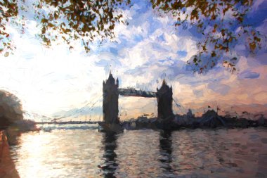 Ünlü Tower Bridge sanat tarzı, Londra, İngiltere