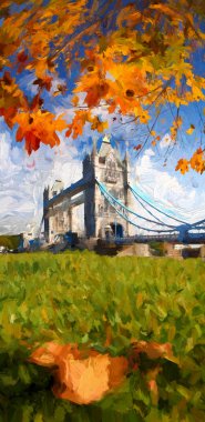 Famous Tower Bridge Artwork in style in London, England clipart