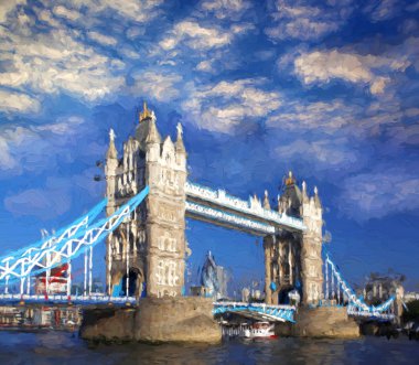 Ünlü Tower Bridge sanat tarzı, Londra, İngiltere