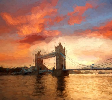 Ünlü Tower Bridge sanat tarzı, Londra, İngiltere