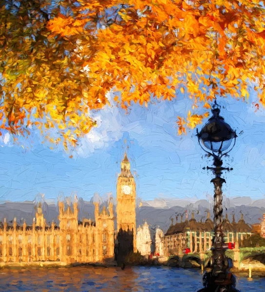 Περίφημο Μπιγκ Μπεν στο Λονδίνο, Αγγλία, Ηνωμένο Βασίλειο, έργο τέχνης στυλ — Φωτογραφία Αρχείου