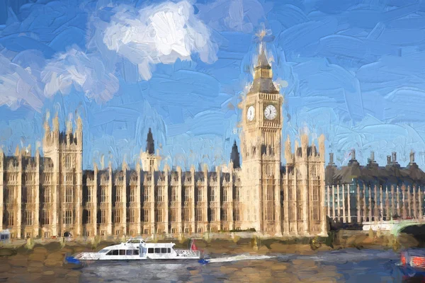 Famous Big Ben em Londres, Inglaterra, Reino Unido, ARTWORK STYLE — Fotografia de Stock