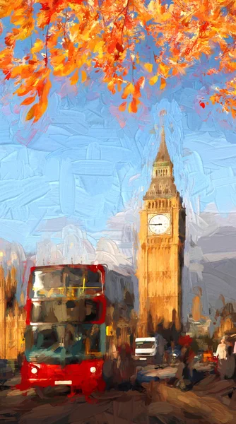 Berühmter big ben in london, england, vereinigtes königreich, artwork style — Stockfoto