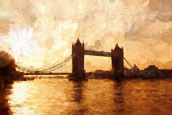 Célèbre Tower Bridge Oeuvre d'art dans le style à Londres, Angleterre — Photo