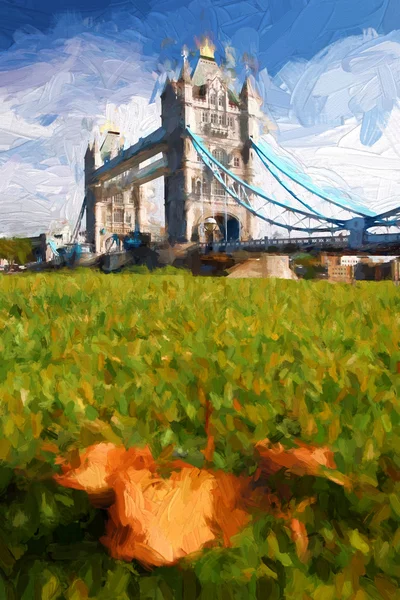 Słynny Tower Bridge kompozycji w stylu w Londyn, Anglia — Zdjęcie stockowe