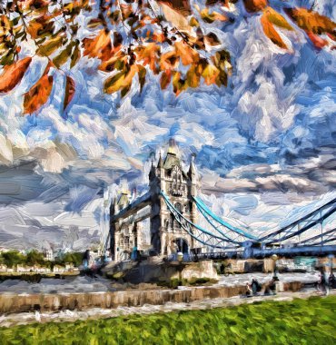 Ünlü Tower Bridge sanat tarzı, Londra, İngiltere