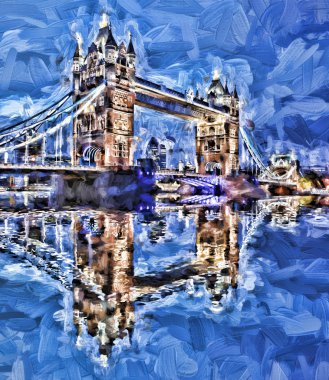Ünlü Tower Bridge sanat tarzı, Londra, İngiltere