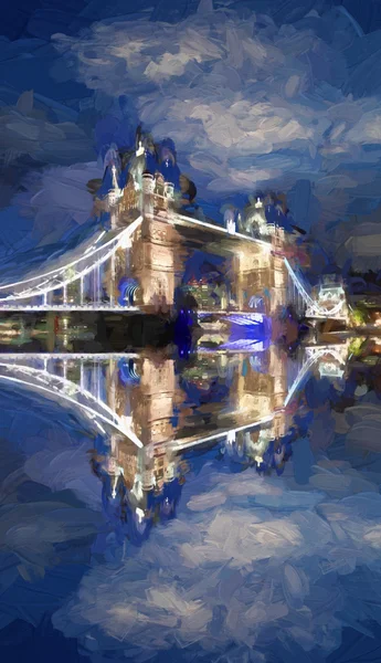 Famous Tower Bridge Artwork in style in London, England — Stock Photo, Image
