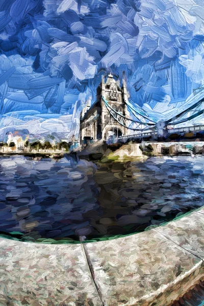 Den berömda Tower Bridge konstverk i stil i London, England — Stockfoto