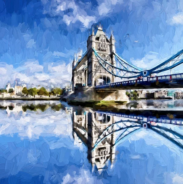 Tower Bridge διάσημο έργο τέχνης με στιλ στο Λονδίνο, Αγγλία — Φωτογραφία Αρχείου