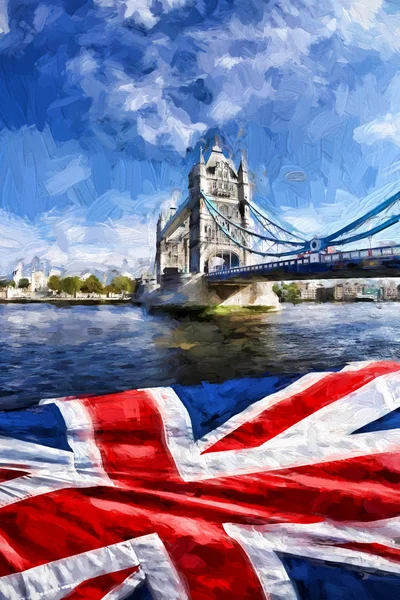 Famous Tower Bridge Artwork in style in London, England — Stock Photo, Image