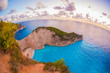 Famous Navagio beach with shipwreck on Zakynthos island in Greece clipart