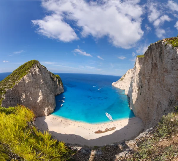 Híres Navagio beach a hajótörés, a Zakynthosz sziget, Görögország — Stock Fotó