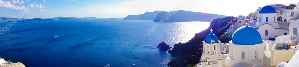 Panorama of Oia village on Santorini island in Greece